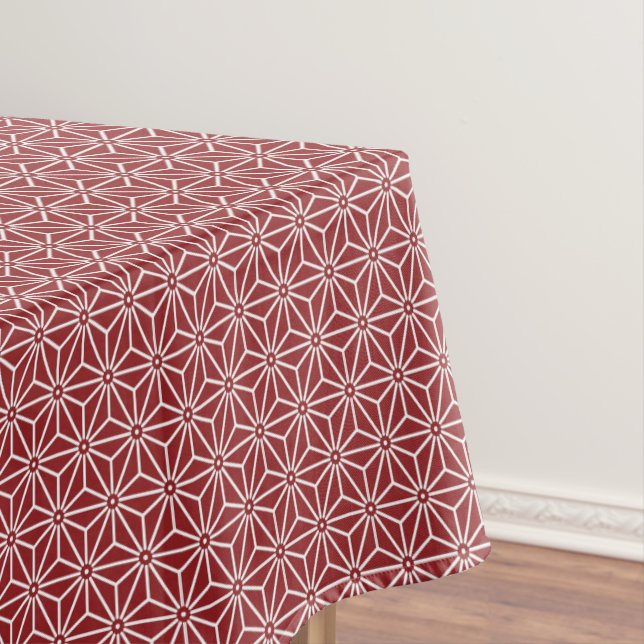 Vintage Red Shinshu Asanoha Japan Pattern Tablecloth (In Situ)