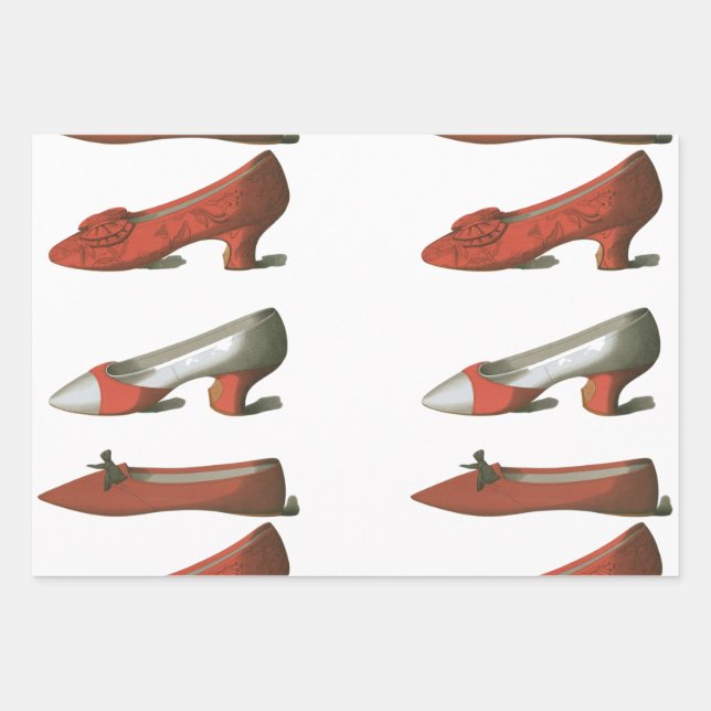 Vintage Red Shoes Wrapping Paper Sheet (Front)