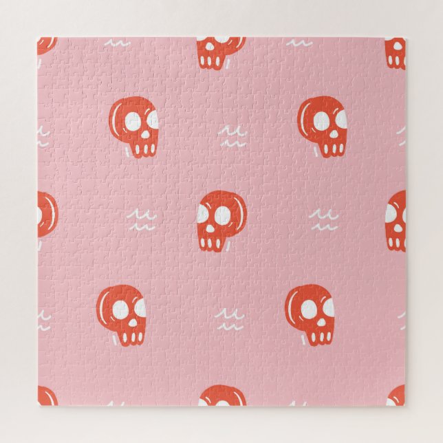 Vintage Red Skull Head Pattern Jigsaw Puzzle (Vertical)