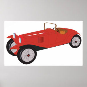 Vintage Red Sports Car Classic Open-Top Roadster Poster