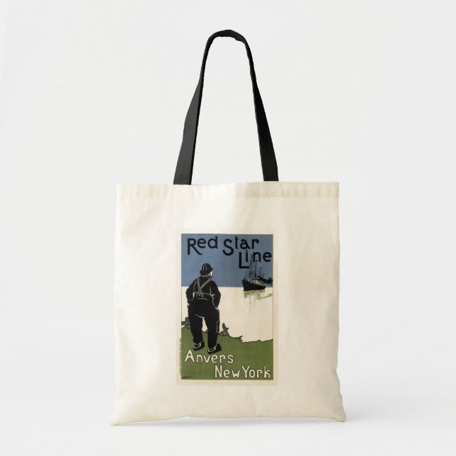 Vintage Red Star Line Tote Bag (Front)