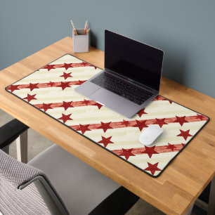 Vintage Red Stars Seamless Pattern Background Desk Mat