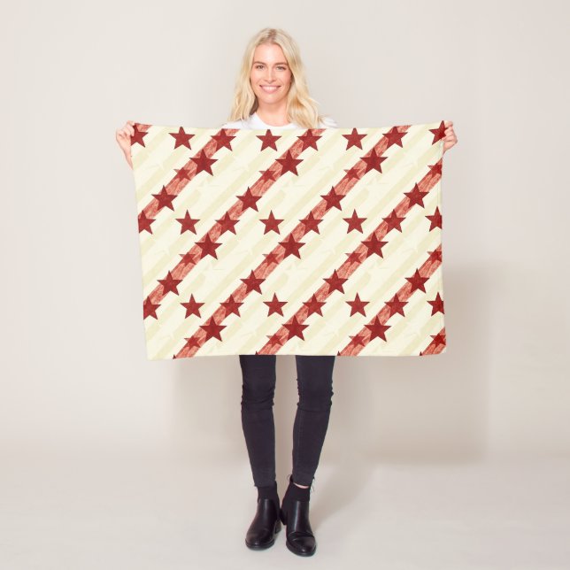 Vintage Red Stars Seamless Pattern Background  Fleece Blanket (In Situ)