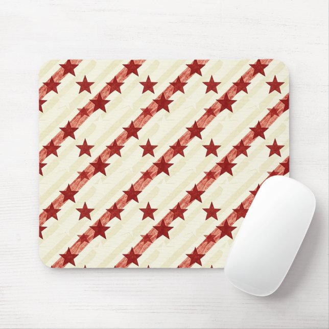Vintage Red Stars Seamless Pattern Background  Mouse Pad (With Mouse)