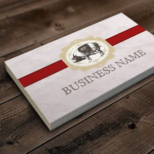 Vintage Red Stripe Fur Texture Pig Business Card