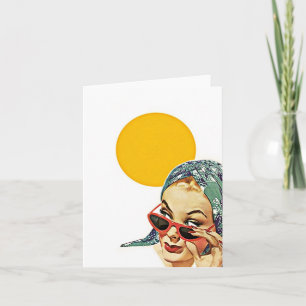 Vintage Red Sunglasses Sunshine Blank Note Cards