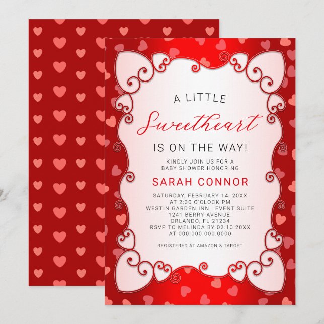 Vintage Red Sweetheart Valentine's Day Baby Shower Invitation (Front/Back)