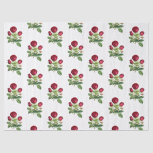 Vintage Red Tea Roses Flowers Tissue Paper