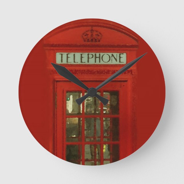 Vintage Red Telephone Box Clock (Front)