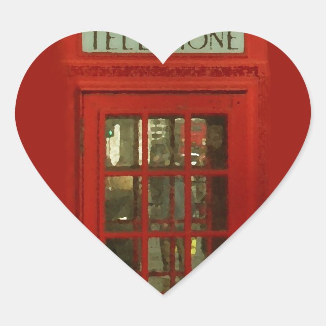 Vintage Red Telephone Box Heart Sticker (Front)