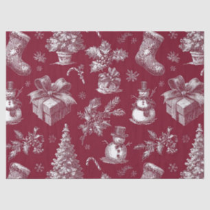Vintage Red Toile Christmas with Stockings Tissue Paper