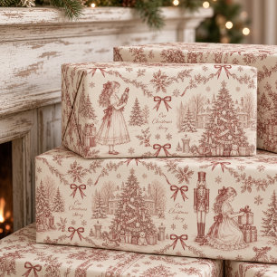 Vintage Red Toile de Jouy Our Christmas Story Wrapping Paper