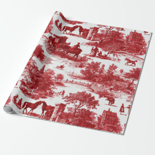 Vintage Red Toile Landscape (3) Wrapping Paper