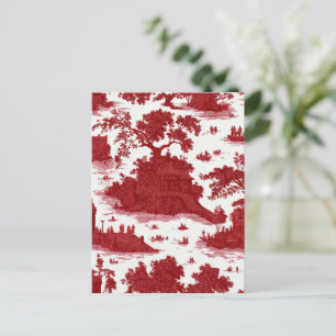 Vintage Red Toile Landscape (6) Postcard