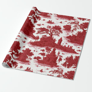 Vintage Red Toile Landscape (6) Wrapping Paper