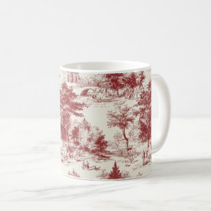 Vintage Red Toile Landscape Coffee Mug