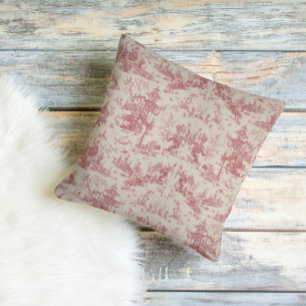 Vintage Red Toile Throw Pillow
