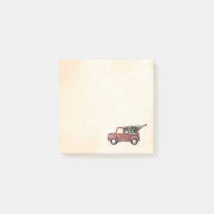 Vintage Red Toy Truck with a Christmas Tree Post-it Notes