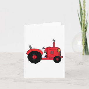 Vintage Red Tractor Card