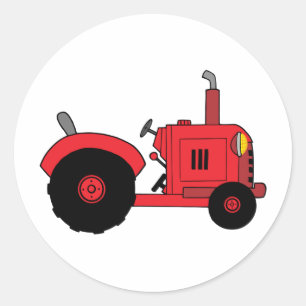 vintage red tractor classic round sticker
