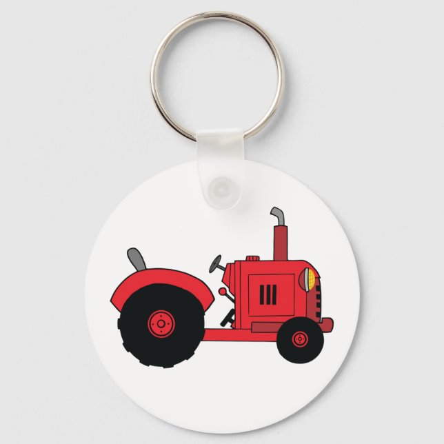 Vintage Red Tractor Key Ring (Front)