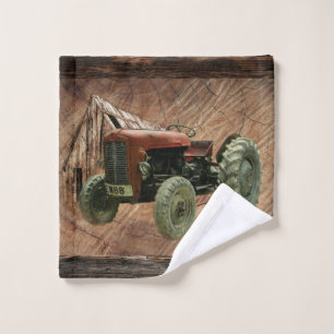 Vintage Red Tractor Rustic Barn Shed Bath Towel Se