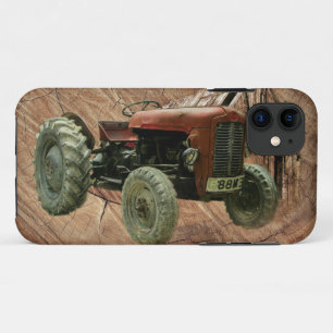 Vintage Red Tractor Rustic Barn Shed Case-Mate iPhone Case