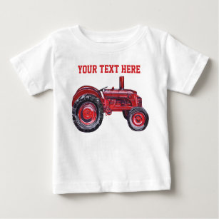Vintage Red Tractor Watercolor  Baby T-Shirt