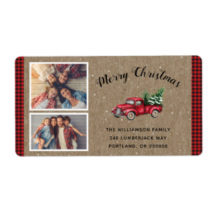 Vintage Red Truck 2 Photo Christmas Shipping