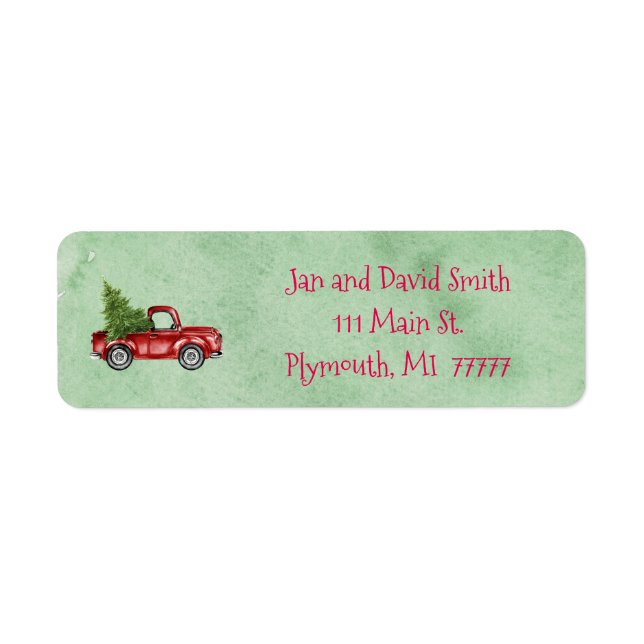 Vintage Red Truck Address Label (Front)