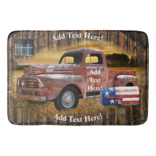 Vintage Red Truck Bath Mat