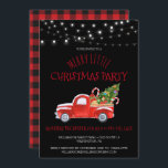 Vintage Red Truck & Buffalo Plaid Christmas Party Invitation<br><div class="desc">An adorable red pick up truck filled with a freshly cut Christmas tree, presents and candy canes is featured on this Merry Little Christmas Card. Twinkle string lights hand overhead. The back of the card is red and black trendy buffalo plaid. So darn cute! Wouldn't this be the perfect way...</div>