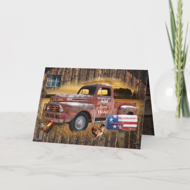 Vintage Red Truck Card (Front)