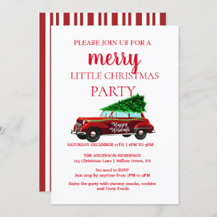 Vintage Red Truck Christmas Ornaments Invitation