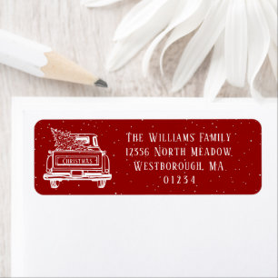 Vintage Red Truck Christmas Return Address