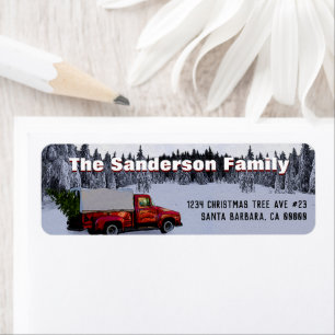 Vintage Red Truck  Christmas Return Address