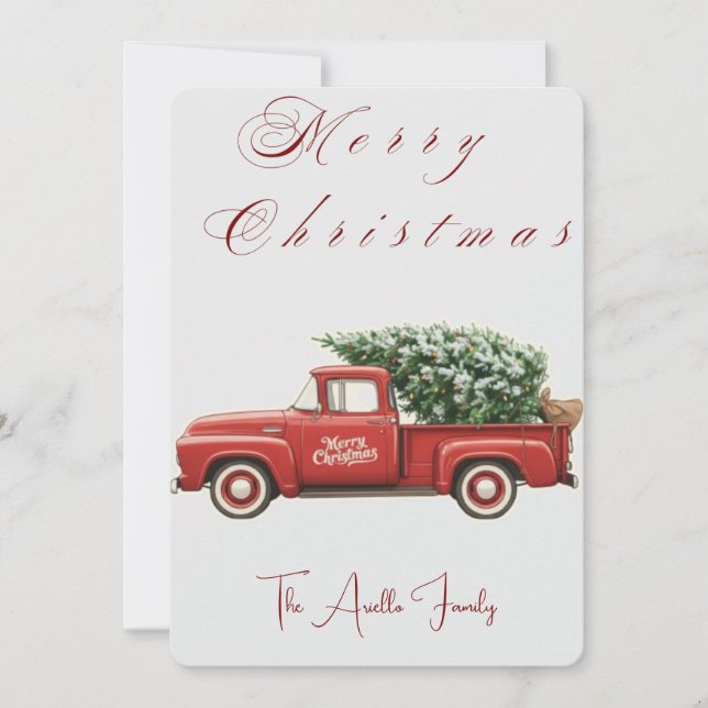 Vintage Red Truck Christmas Tree Farm Holiday Card (Front)