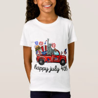Vintage Red Truck Happy 4 th of july Independence 