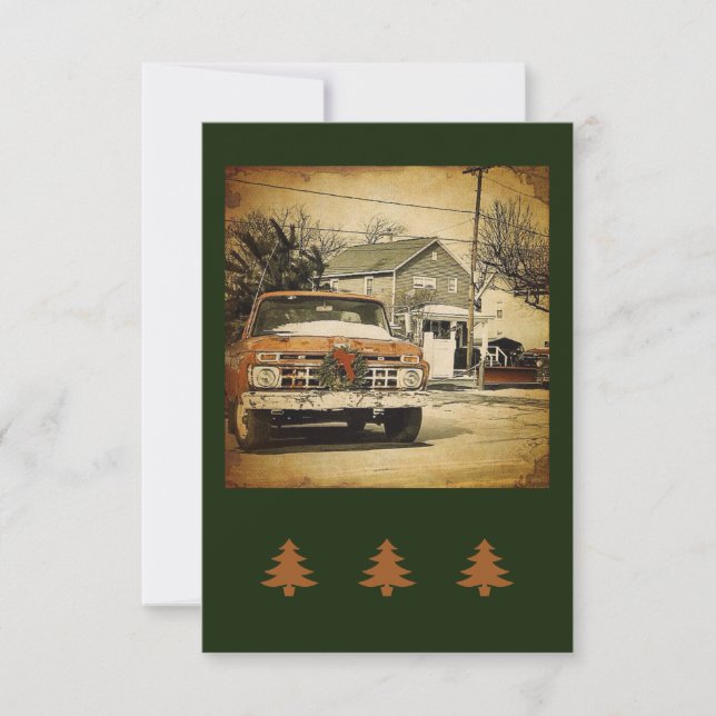 Vintage Red Truck  Holiday Flat Greeting Card (Front)