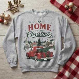 Vintage Red Truck Home for Christmas Holiday Sweatshirt