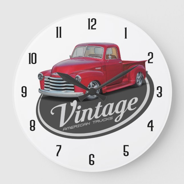 Vintage Red Truck Large Clock (Front)