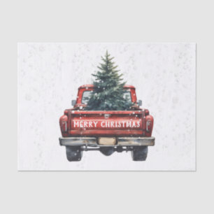 Vintage Red Truck Merry Christmas Tissue Paper