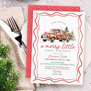 Vintage Red Truck Merry Little Baby Shower Invitation