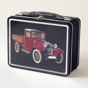 Vintage Red Truck Metal Lunchbox