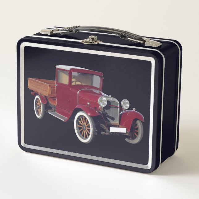 Vintage Red Truck Metal Lunchbox (Front)