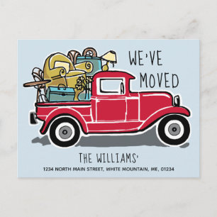 Vintage Red Truck New Home Moving Announcement Postcard