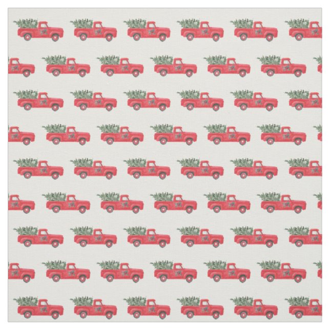 Vintage Red Truck Novelty Pattern Holiday Fabric (Swatch)