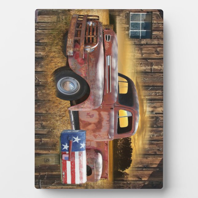 Vintage Red Truck Plaque (Front)