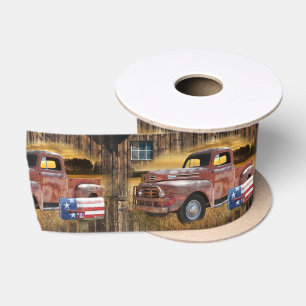 Vintage Red Truck Satin Ribbon