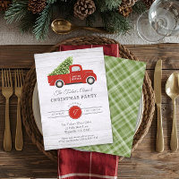 Vintage Red Truck & Tree Plaid Christmas Party